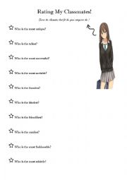 English Worksheet: Rating My Classmates Speaking Exercise - Superlatives