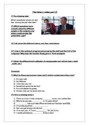 English Worksheet: The intern video part 2