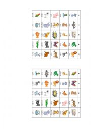 Animals bingo cards