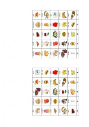 English Worksheet: Food bingo cards