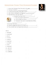 English Worksheet: Question Tags - The Hunger Games