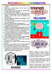 English Worksheet: Picture-based conversation : topic 108 - Triumph vs shame