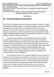 English Worksheet: The impact of feelings on human behaviour