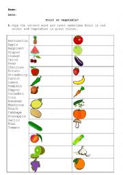 English Worksheet: Fruit or vegetable?