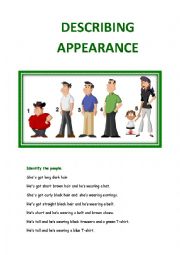 English Worksheet: Describing appearance