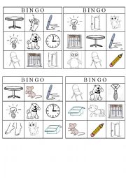 English Worksheet: BINGO! Classroom, animals, body and clothes vocabulary