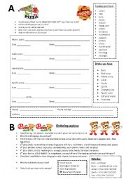 English Worksheet: Ordering a pizza (phone call)