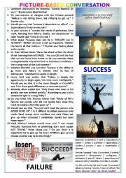 English Worksheet: Picture-based conversation : topic 109 - Success vs failure.