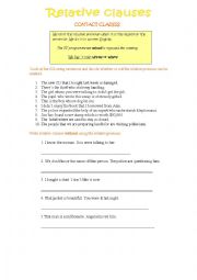 English Worksheet: RELATIVE CLAUSES PRACTICE