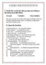 English Worksheet: GERUND / INFINITIVE