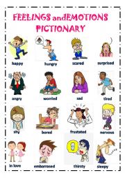English Worksheet: Feelings and emotions pictionary