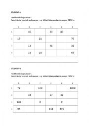 Find the missing numbers - pairwork