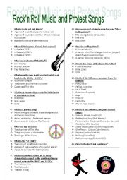 English Worksheet: RocknRoll Music and Protest songs