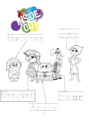 English Worksheet: Inside out trace and colour 