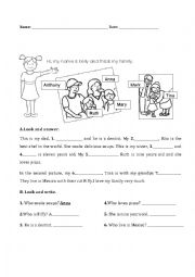 English Worksheet: This is my famlily