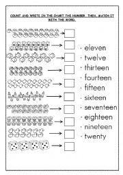 English Worksheet: Numbers up to 20