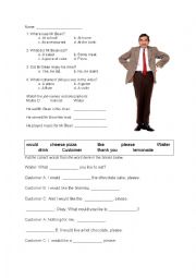 English Worksheet: Mr Bean at a Restaurant