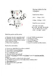 English Worksheet: Winter Olympics-buying tickets