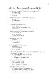 English Worksheet: Adventure Time listening comprehension season 2 episode 21