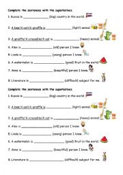 English Worksheet: Superlatives worksheet