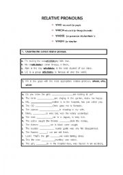 English Worksheet: RELATIVE PRONOUNS