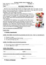 English Worksheet: How to make Tiramisu