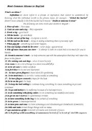 English Worksheet: idioms