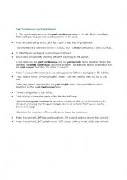 English Worksheet: past simple vs past continuous