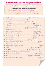 English Worksheet: Comparatives and Superlatives