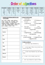 English Worksheet: Order of adjectives