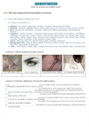 English Worksheet: How to describe and critique a piece of art (part 1/3)