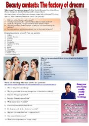 English Worksheet: MODELS & BEAUTY TODAY