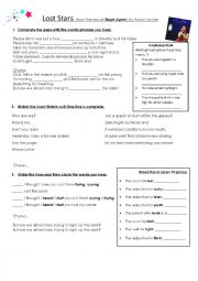 English Worksheet: lost starts