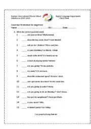 English Worksheet: Grammar