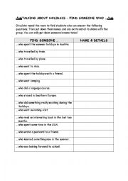 English Worksheet: Find someone who ...