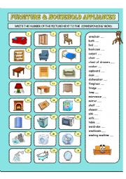 English Worksheet: Furniture & household appliances