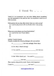 English Worksheet: USED TO