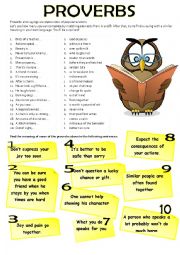 English Worksheet: PROVERBS