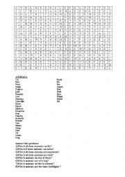 English Worksheet: animals