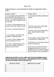 English Worksheet: Dress code