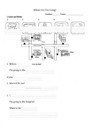 English Worksheet: Where are you going?