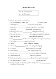 English Worksheet: Adjectives -ed and -ing