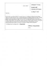 English Worksheet:  a sample of an informal letter