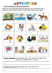 English Worksheet: Activities/hobbies vocabulary 1