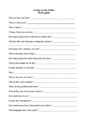 English Worksheet: living on one dollar movie worksheet