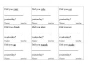 English Worksheet: BINGO-- DID YOU ..... YESTERDAY?