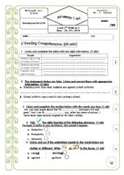 Mid-semester 2 test (2nd secondary edu.  Tunisian students)