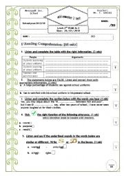 Mid-semester 2 test (2nd secondary edu.  Tunisian students)