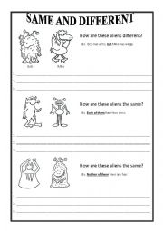 English Worksheet: Same and Different