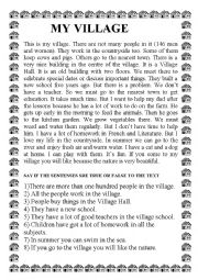 English Worksheet: MY VILLAGE